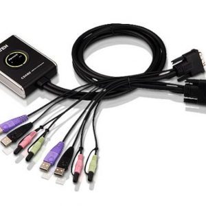 ATEN 2埠USB DVI/音訊 帶線式KVM多電腦切換器 (外接式切換按鍵)  (CS682)