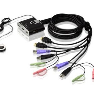 ATEN 2埠USB HDMI/音訊 帶線式KVM多電腦切換器 (外接式切換按鍵)  (CS692)