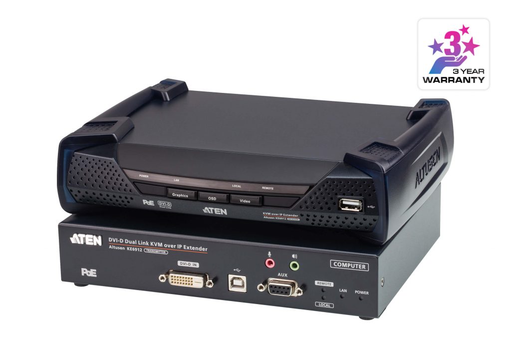 ATEN 2K DVI-D Dual Link KVM over IP 訊號延長器附 PoE 功能  KE6912